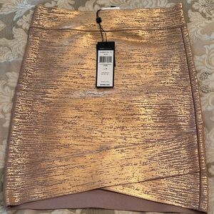 BCBGMaxAzria Gold Metallic Mini Skirt